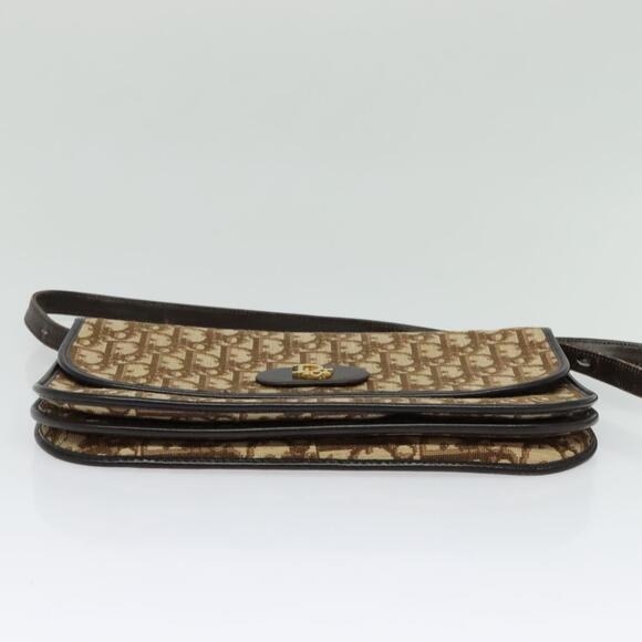 DIOR Trotter Canvas Shoulder Bag Brown Gold - Picture 9 of 12